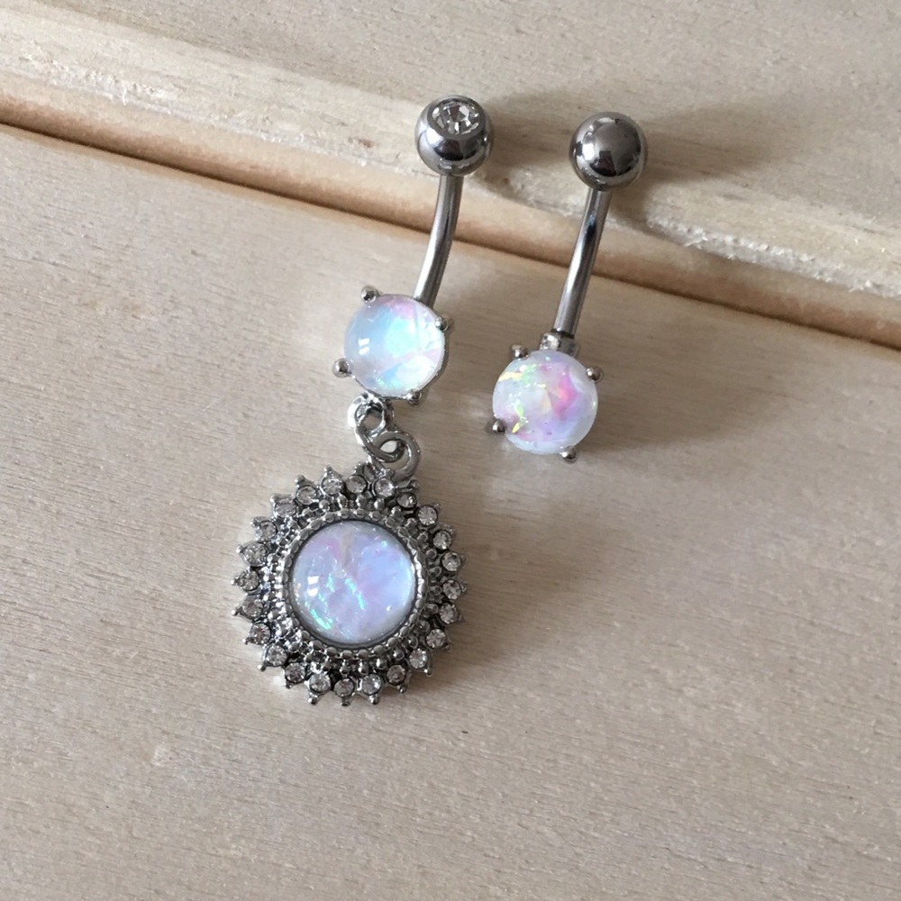 2 Opalite Belly Button Rings - Picture 2 of 2
